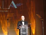 Gerald Hines accepts the Good Design is Good Business Lifetime Achivement award for architectural patronage.