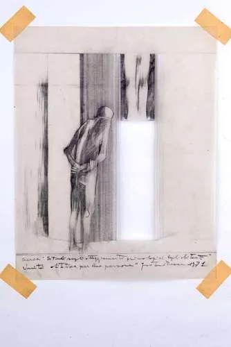 <em>Subterranean Rooms, Part 1</em><em>: Habitat for Two People</em>, 1971, pencil on tracing paper