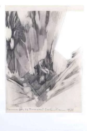 <em>Subterranean Rooms, Part 1</em><em>: Commune for Twelve People</em>, 1971, pencil on tracing paper