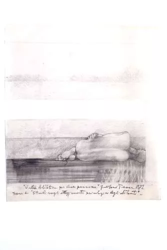 <em>Subterranean Rooms, Part 1</em><em>: Habitat for Two People</em>, 1971, pencil on tracing paper
