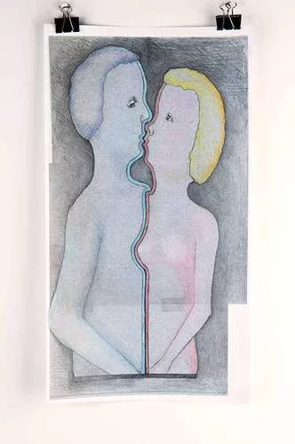 <em>L'Abbraccio</em>, 2009, Pencil and color crayon on paper