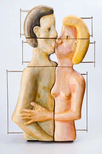 <em>L'Abbraccio (Maquette)</em>, 2009, Wood, papier-mache, and metal