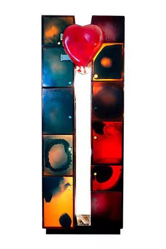 <em>WTC Cabinet</em>, 2006, Urethane resin, copper hinges, lacquered wood base<br />