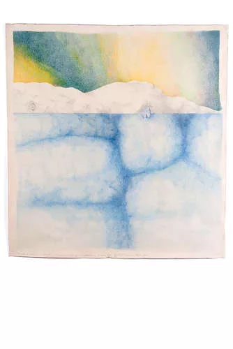 <em>Subterranean Rooms, Part 2: Project of a Church for Isolation (Church of Solitude) the Basin of Water</em>, 1974, Colored pencil on paper