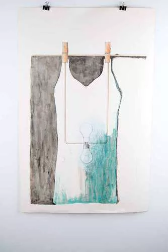 <em>Oh Italy! Lamp</em>, 1979, Oil paint on paper<br />