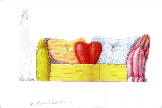 <em>Insieme Sofa</em>, 2011, Color crayon on paper