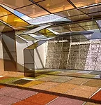 Another installation, <em>Conversion</em>, 2013, by Brazilian artist, Lúcia Koch colors a courtyard in Sharjah’s Heritage Area.