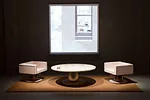 Table and chairs from the Tools for Life collection from Knoll.