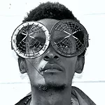 Cyrus Kabiru’s sunglasses made of bits of electronics were part of the Afrofuture show at La Rinascente department store in the center of Milan.