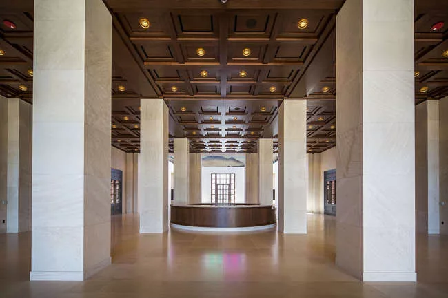 The Center’s monumental lobby.