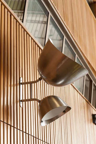 Finn Juhl's oroginal 1952 light fixtures for the The renovated Trusteeship Council Chamber.