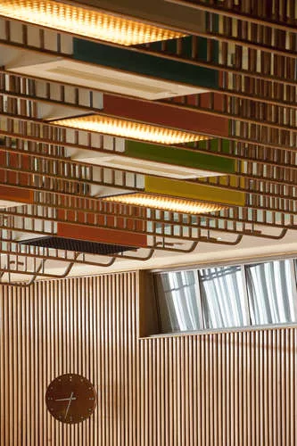 Finn Juhl's 1952 ceiling for the The renovated Trusteeship Council Chamber.