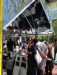 One of Davidson Rafailidis Architecture's <em>Mirror Mirror</em> pavilions covers the Storefront for Art and Architecture's booth.