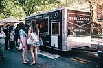 The Sketchbook Project's mobile library showing a portion of its 26,000-book collection.