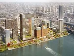 A rendering for the SHoP Architects-designed redevelopment of the Domino Sugar factory.
