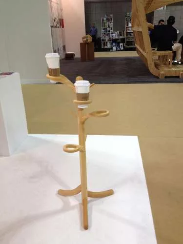 <strong>At ICFF</strong><br /> A coat hanger for coffee! We want these for our desks at work. Designed by students at the Institute of Design at the University of Tokyo, manufactured by Fukushima.