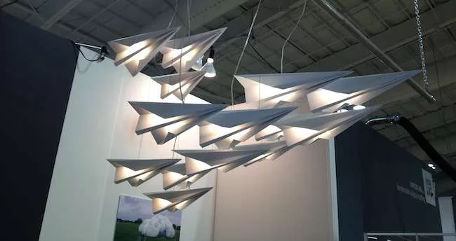 <strong>At ICFF</strong><br /> We love the ethereal quality of these illuminated paper airplanes. Light  installation by STUDIOKCA.