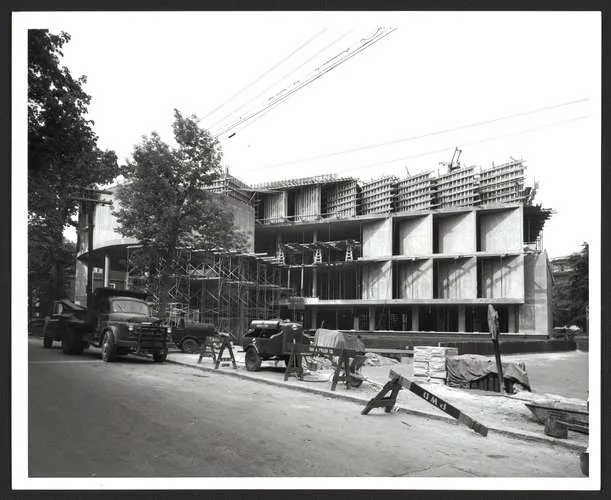 The center under construction as seen from Prescott Street.