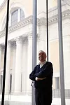 Sir David Chipperfield, the East Building’s architect, in a gallery looking out on the south façade of the Main Building.