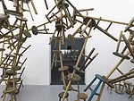 The German Pavilion includes work by artists Romuald Karmakar, Santu Mofokeng, Dayanita Singh, and Ai Weiwei. Above, Ai's <em>Bang</em>, 2010-2013, which comprises 886 antique stools.