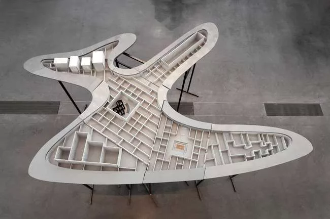 Model of Peter Zumthor's scheme for LACMA. Installation view. <em>The Presence of the Past: Peter Zumthor Reconsiders LACMA</em>, June 9 - Sept. 15, 2013.