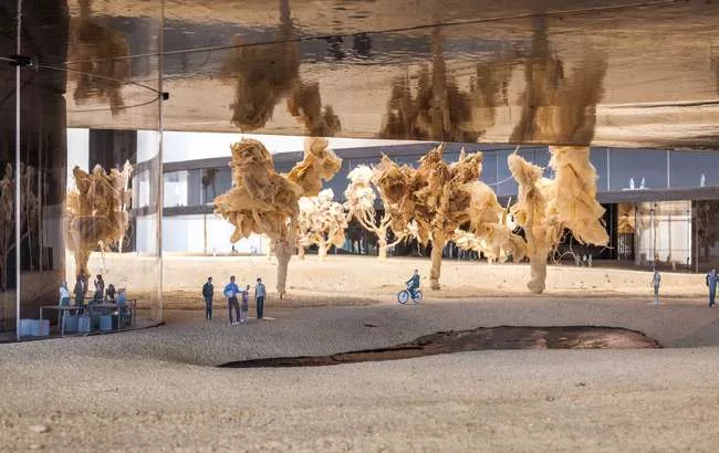 Model of Peter Zumthor's scheme for LACMA. Installation view. <em>The Presence of the Past: Peter Zumthor Reconsiders LACMA</em>, June 9 - Sept. 15, 2013.
