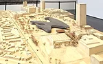 Model of Peter Zumthor's scheme for LACMA. Installation view. <em>The Presence of the Past: Peter Zumthor Reconsiders LACMA</em>, June 9 - Sept. 15, 2013.