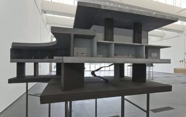 Model of Peter Zumthor's scheme for LACMA. Installation view. <em>The Presence of the Past: Peter Zumthor Reconsiders LACMA</em>, June 9 - Sept. 15, 2013.