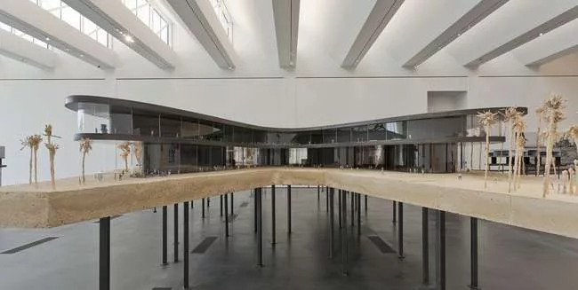 Model of Peter Zumthor's scheme for LACMA. Installation view. <em>The Presence of the Past: Peter Zumthor Reconsiders LACMA</em>, June 9 - Sept. 15, 2013.