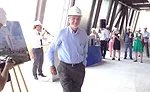 Renzo Piano visits the project site. Whitney Museum director Adam Weinberg speaks in the background.