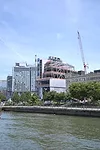 A view of the building from the Hudson River, June 2013.