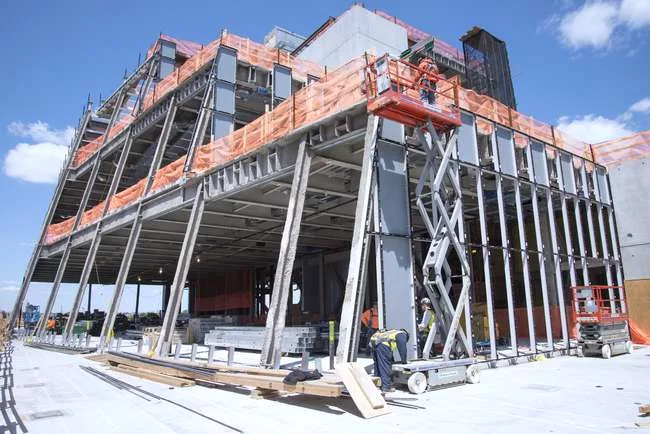 A view of the building's top three floors, June 2013.