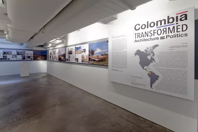 Installation view of <em>Colombia Transformed: Architecture=Politics</em>.