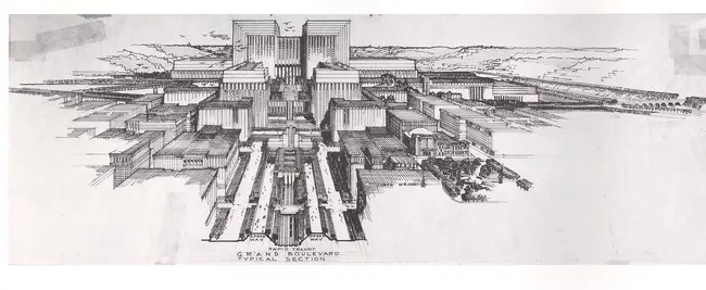 Lloyd Wright <br />Civic Center Plan, 1925