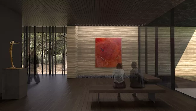 Stanford University's Windhover Contemplative Center, by Aidlin Darling Design, broke ground at the end of July. It will house the late artist Nathan Oliveira’s large-scale <em>Windhover</em> se