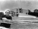 Meier in 1979 at the Atheneum, New Harmony, Indiana's visitor center.