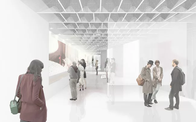 <em>Screen Play</em>, a proposal by Collective-LOK—a team comprised of Jon Lott, William O’Brien Jr., and Michael Kubo—experiments with transparent partitions to create a variety of 