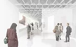 <em>Screen Play</em>, a proposal by Collective-LOK—a team comprised of Jon Lott, William O’Brien Jr., and Michael Kubo—experiments with transparent partitions to create a variety of 