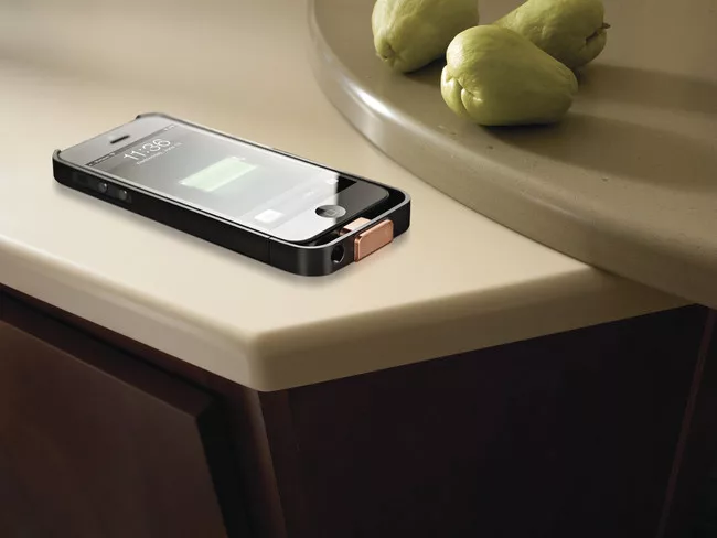 <strong>Wireless Charging Countertops </strong><br />At the 100% Design expo <a href='www.dupont.com' target='_blank'>DuPont Corian</a> presented a striking feature wall made of the saturated black co