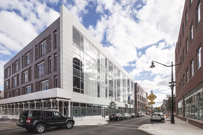 The building houses two charter schools with interiors designed by the Princeton-based KSS Architects.