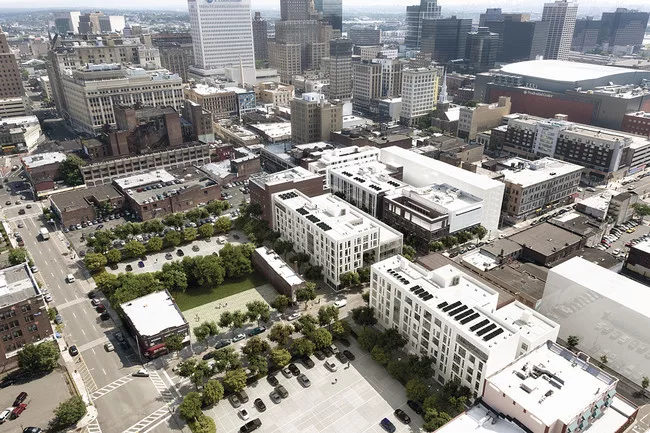 A rendering of Teachers Village, an ambitious 14-block, mixed-use development in Newark, New Jersey, for which Richard Meier & Partners Architects developed the master plan.