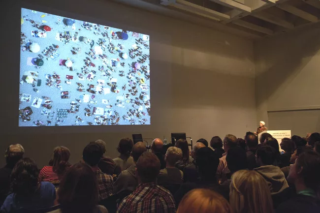 <p>Denise Scott Brown uses the example of a crowded beach to explain her interest in patterns of human behavior. 'If you added 25 more people, the evenness would remain, but the spacing would get clos
