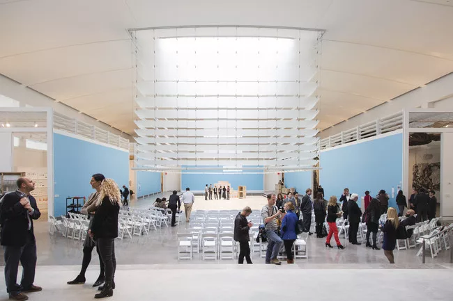 Louvers surrounding a skylight allow the museum to control the amount of natural light entering the exhibition spaces.