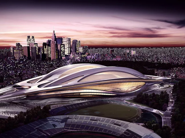 The new national stadium of Japan, by Zaha Hadid Architects, will be built for the 2020 summer Olympics in Tokyo.