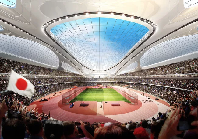 The new national stadium of Japan, by Zaha Hadid Architects, will be built for the 2020 summer Olympics in Tokyo.