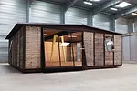 A full-scale construction of one of Jean Prouvé's demountable houses. Designed in 1945, the 8x8-meter house has been assembled with parts from the Prouvé factory by Galerie Patrick Seguin.