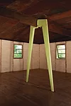 A full-scale construction of one of Jean Prouvé's demountable houses.   Designed in 1945, the 8x8-meter house has been assembled with parts from   the Prouvé factory by Galerie Patrick Segui