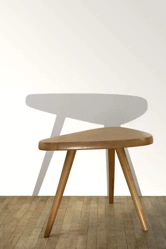 Charlotte Perriand<br />Guéridon ‘en forme’ (1952) <br />Pedestal table in oak<br />Dimensions: H. 28 X L. max 44 X D. 27 inches<br />Provenance: Jean and Huguette Borot’s house