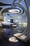 The sales gallery for Miami's One Thousand Museum, Zaha Hadid's first residential skyscraper in the Western Hemisphere. Tours of the sales gallery, which includes a 120-foot ceiling art installation, 