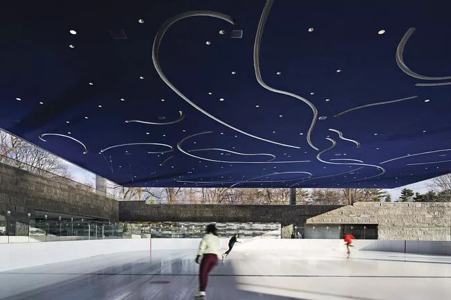 Site plan showing 1961 skating rink and parking lot. <a href='http://www.archrecord.construction.com/news/2013/12/Lakeside-First-Look/12_full.jpg'>Click to enlarge</a>.<br />